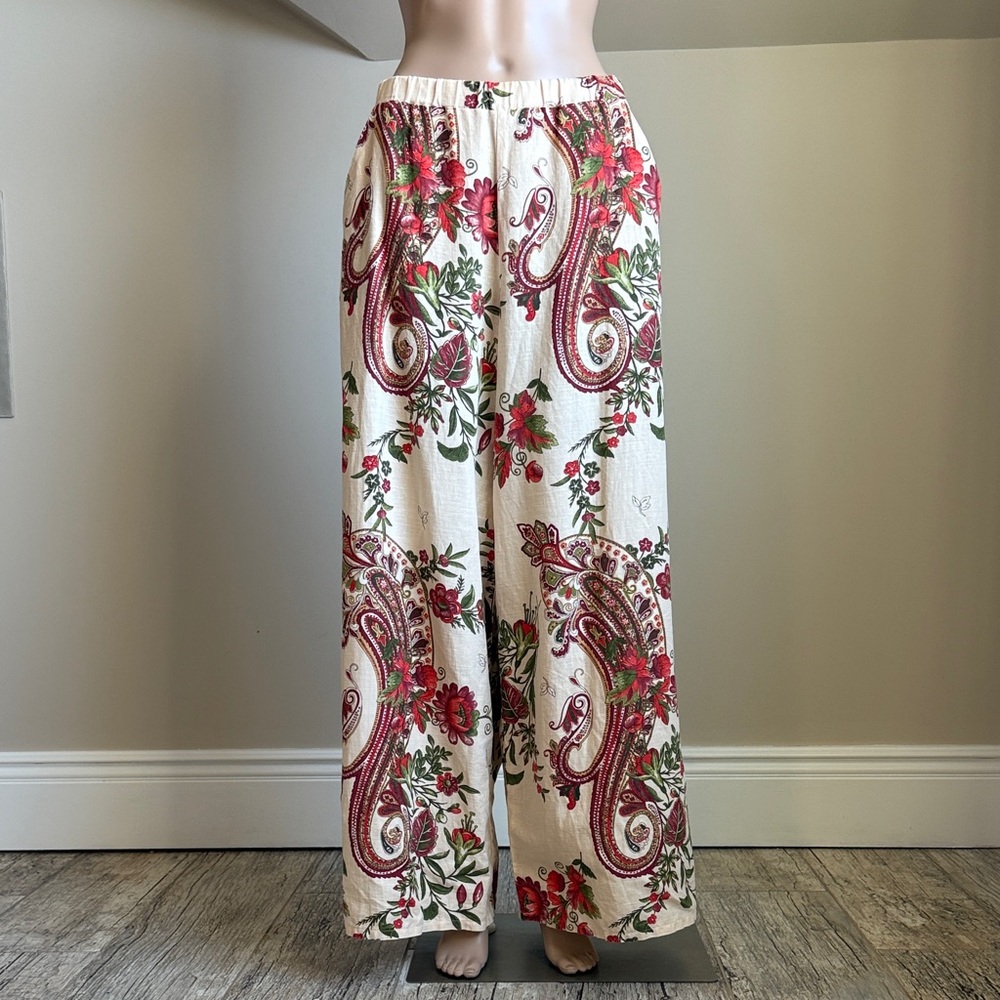Autumn Adeigbo Paisley Floral Wide-Leg Pants size:8